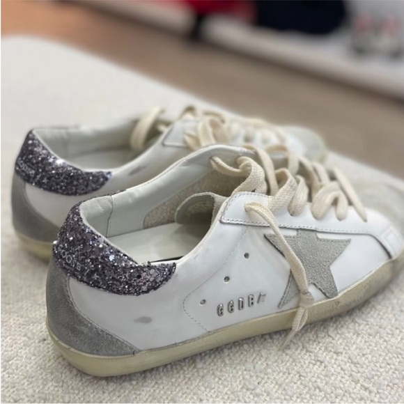 Golden Goose Superstar Sneaker White Leather/Ice/Gray/Glitter sz 36 New in Box - Picture 3 of 14